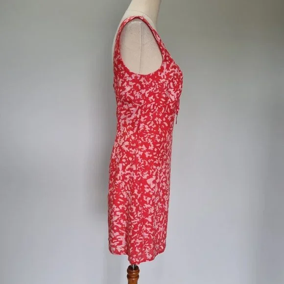 Kookai Rio Pink Sleeveless Abstract Print Drawstring Mini Dress Size 36 - Picture 4 of 8